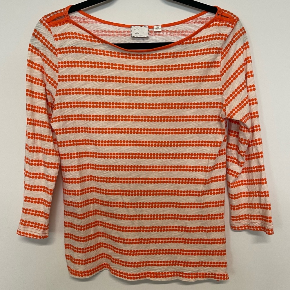 Anthropologie Postmark Orange Polka Dot Pattern Top Women’s Size Medium